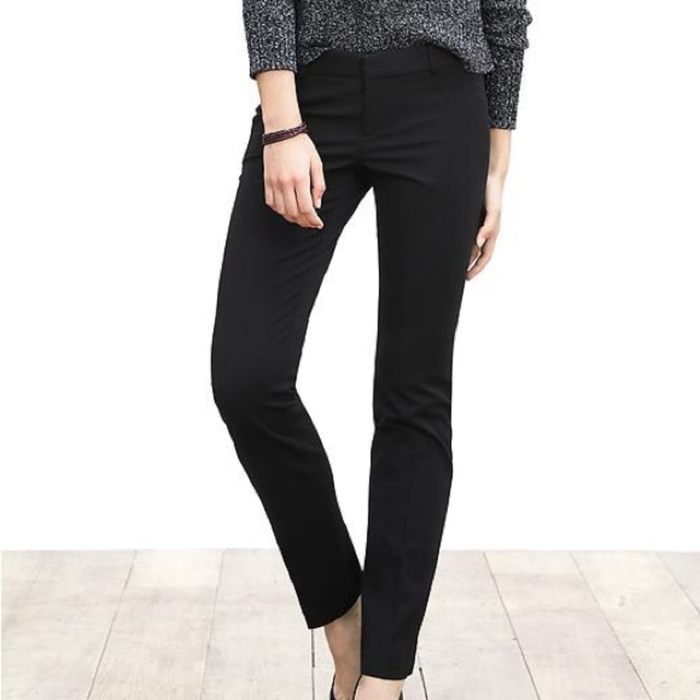 Banana Republic SLOAN-FIT BLACK STRAIGHT LEG Stretch‎ Pant Sz 14L EUC